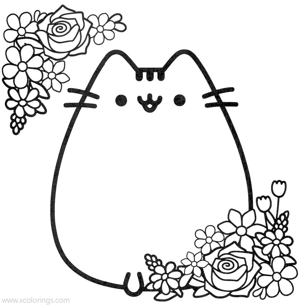 Free Pusheen Cat Smiling Coloring Pages printable