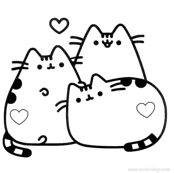 Free Pusheen Family Coloring Pages printable