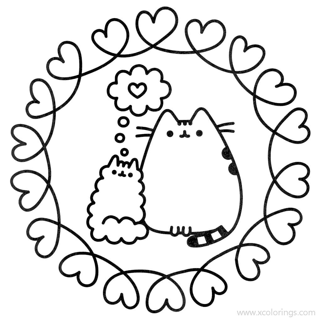 Free Pusheen Valentines Day Coloring Pages printable
