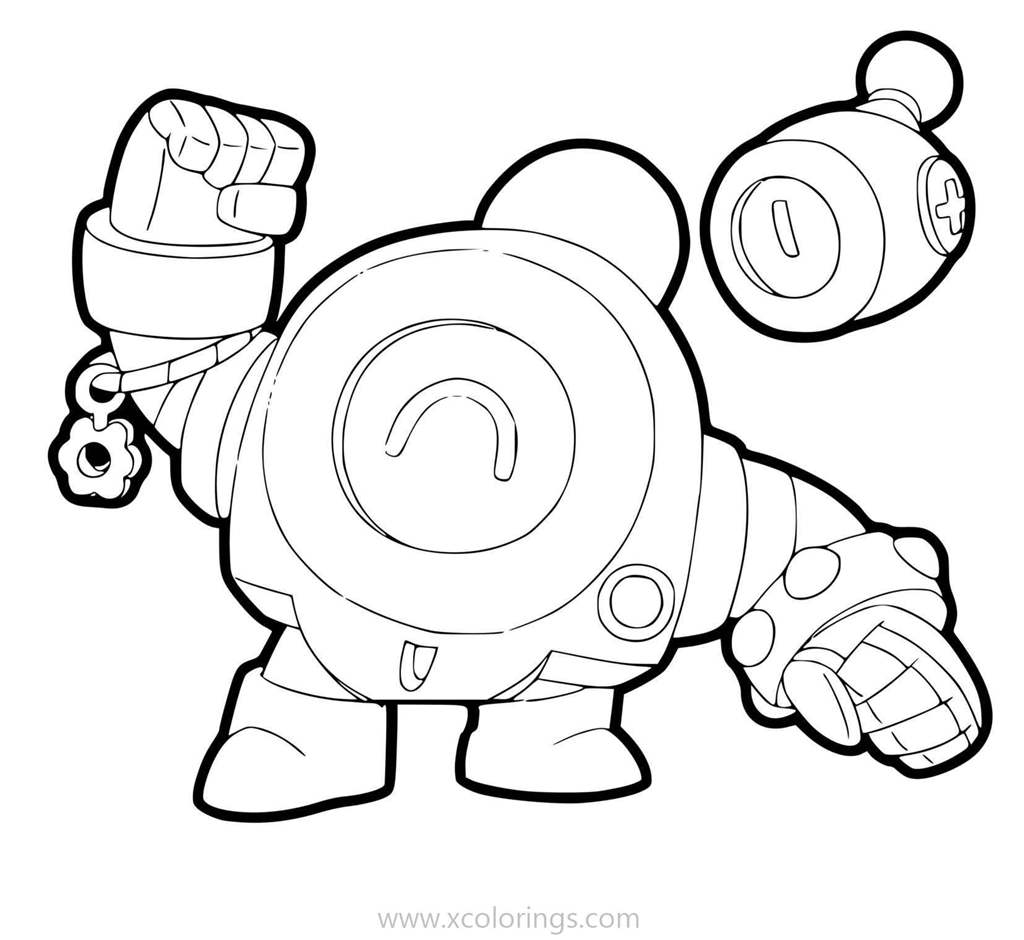 Free Robot Nani from Brawl Stars Coloring Pages printable