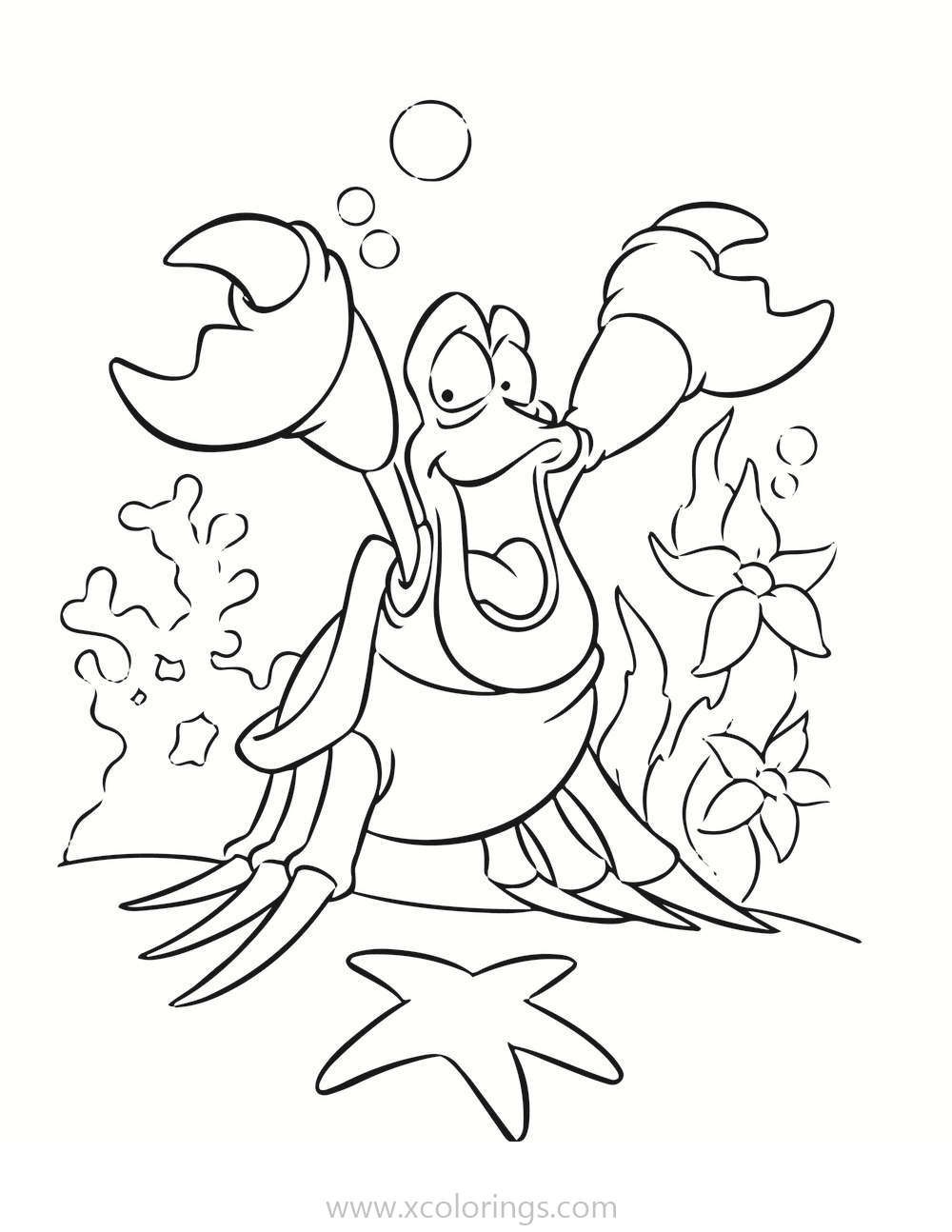 Free Sebastian Happy The Little Mermaid Coloring Pages printable