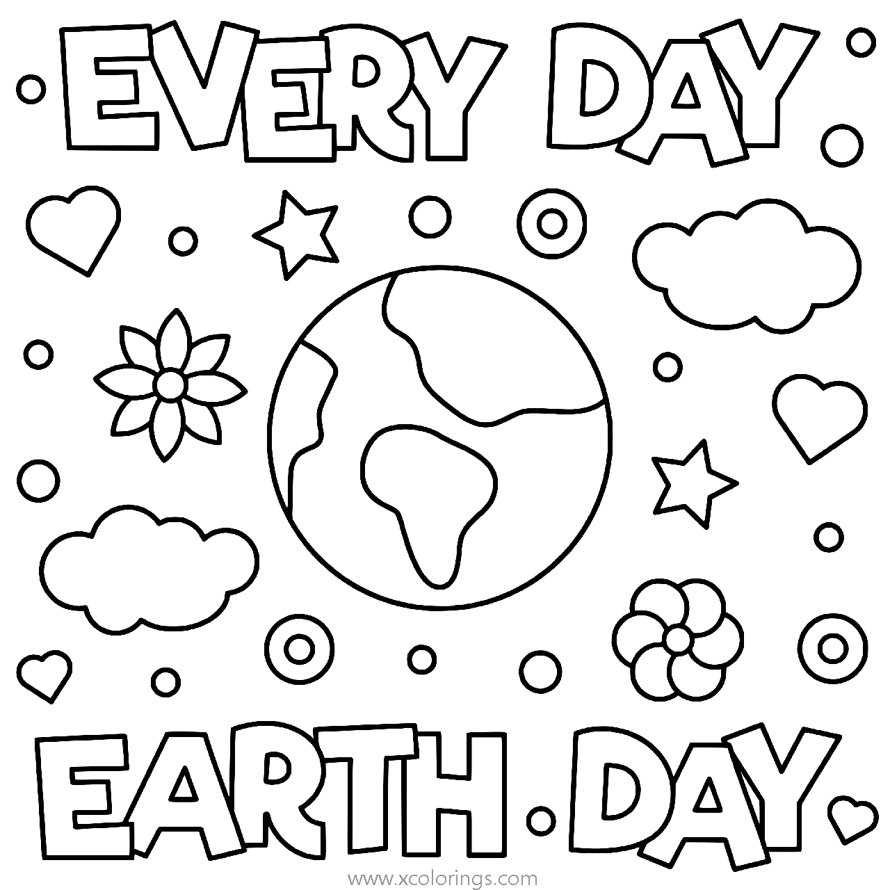 Free Simple Earth Day Coloring Pages for Kids printable