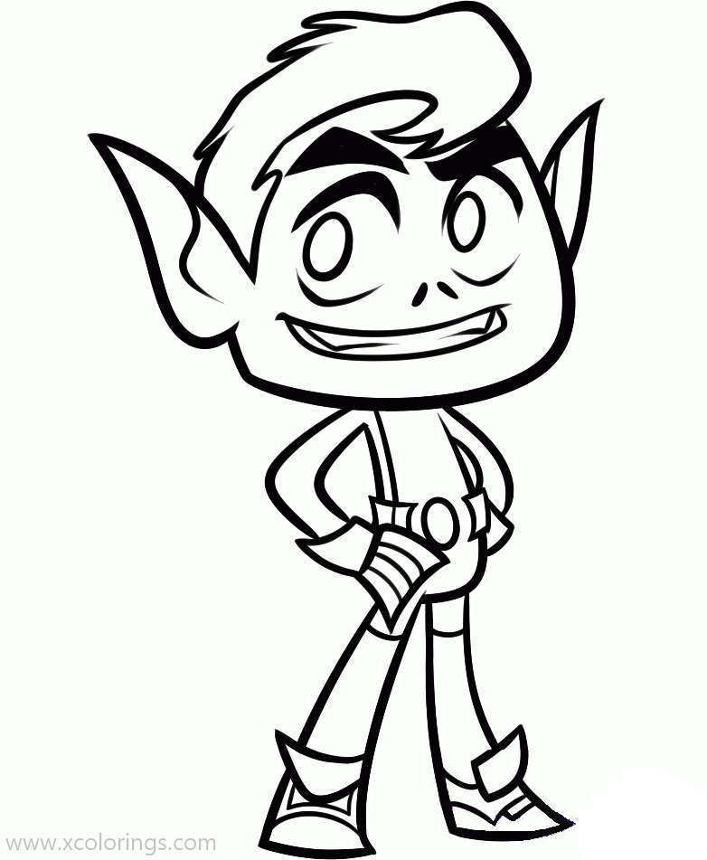Free Simple Teen Titans Go Beast Boy Coloring Pages printable