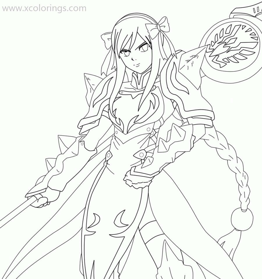 Free Skillful Fairy Tail Erza Coloring Pages printable