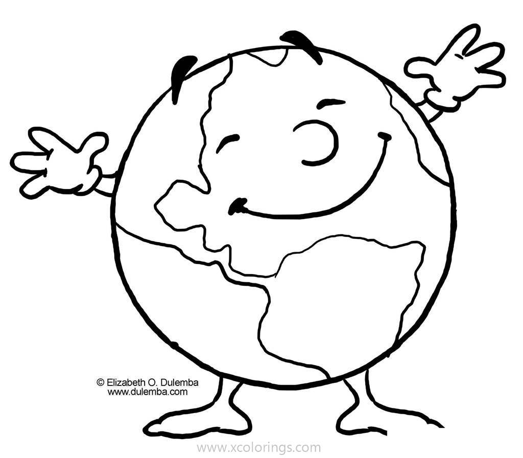 Free Smiling Earth Coloring Pages printable