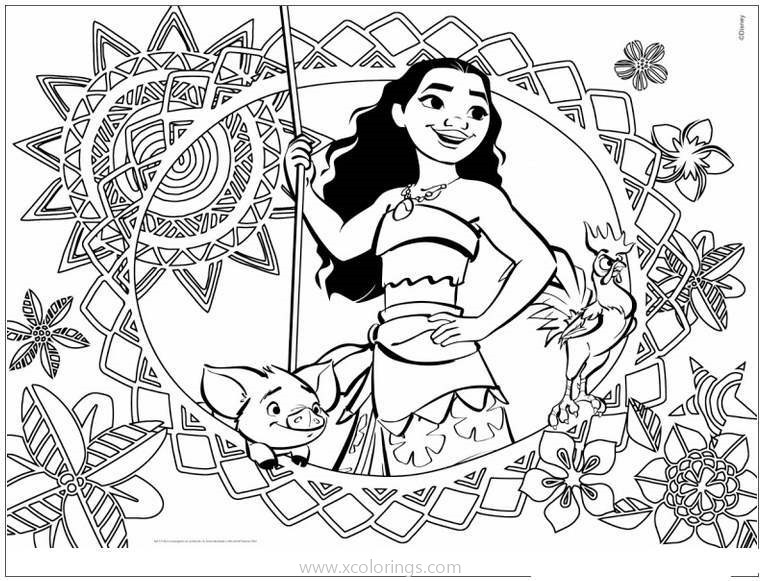 Free Smiling Moana Coloring Pages printable