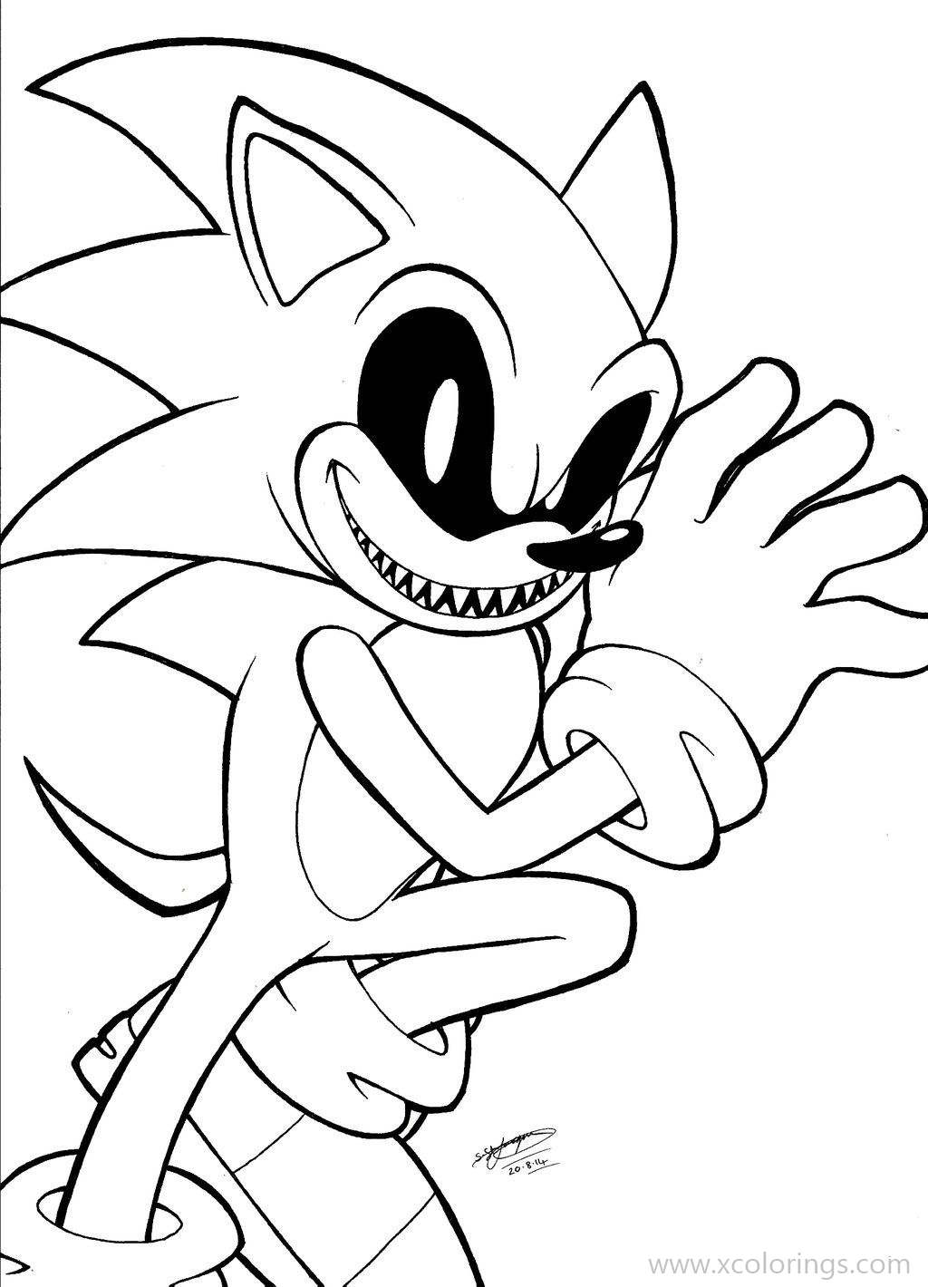 Sonic Exe Coloring Pages Fan Art - XColorings.com