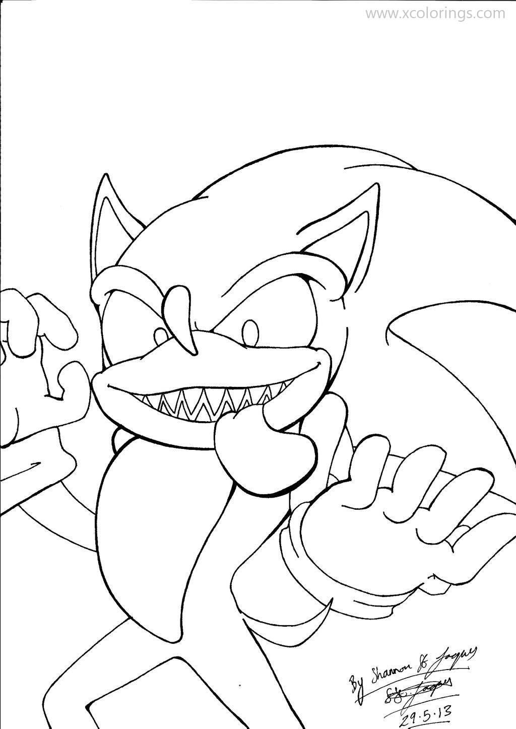 Sonic Exe Coloring Pages Outline Drawing XColorings