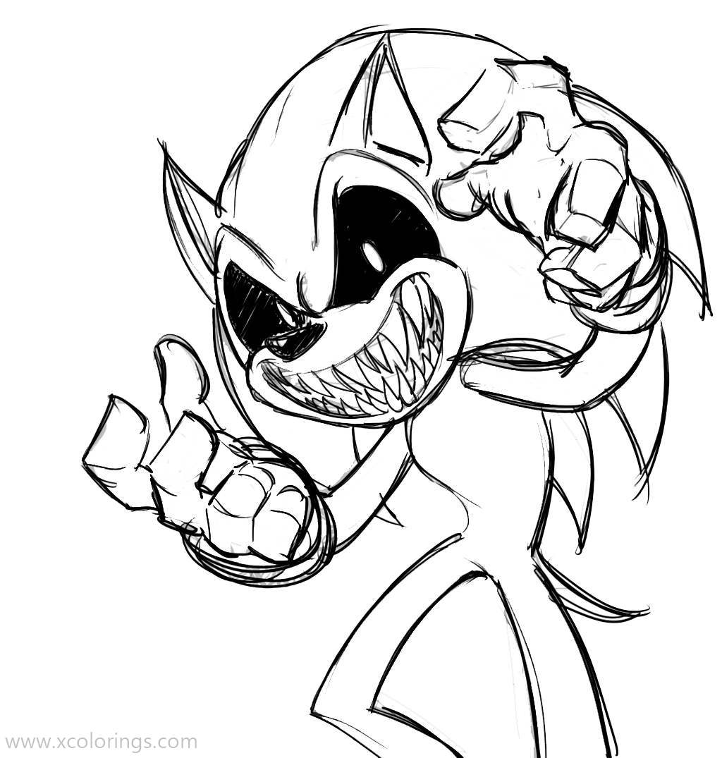 Sonic Exe Coloring Pages Sketch - XColorings.com