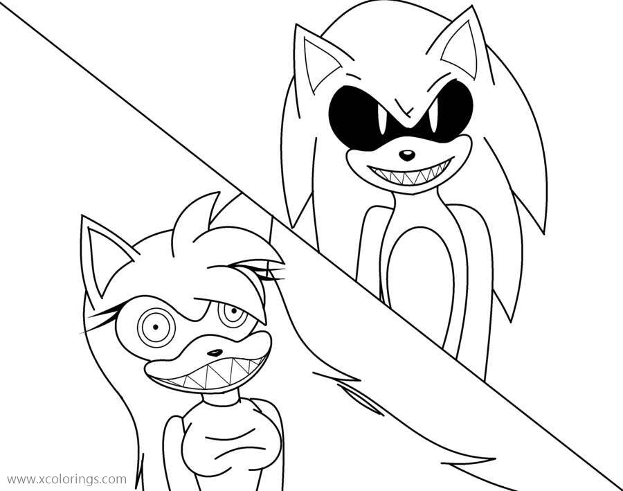 Sonic Exe Tails Coloring Pages - XColorings.com