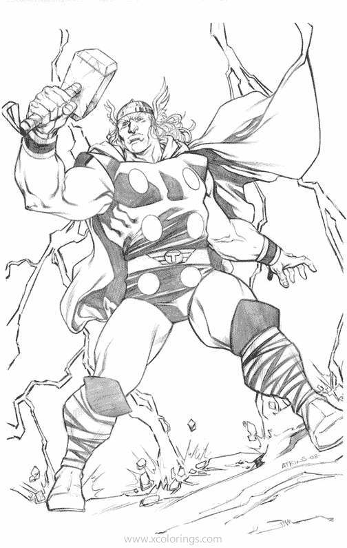 Free Strong Thor Coloring Pages printable