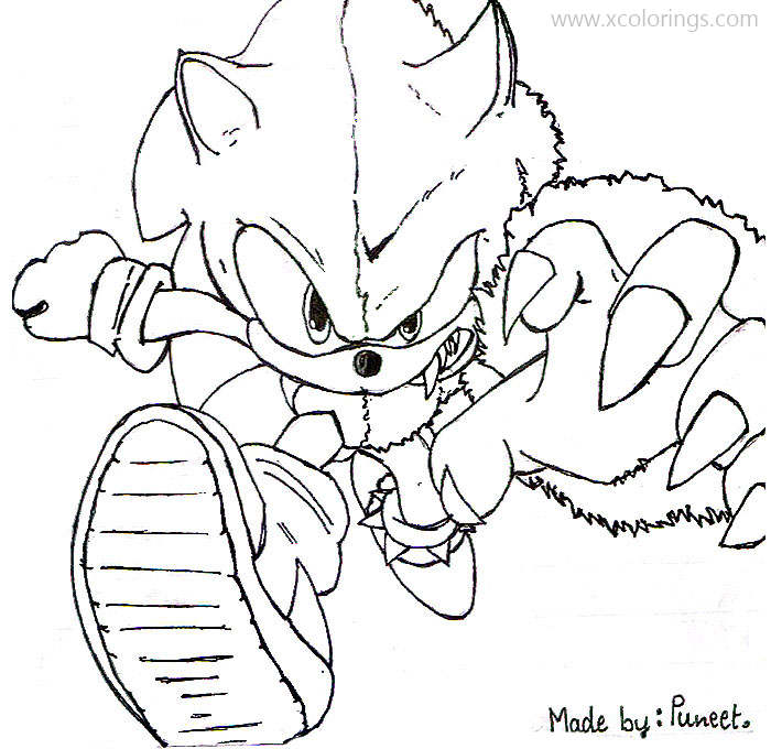 Free Super Sonic Exe Coloring Pages printable