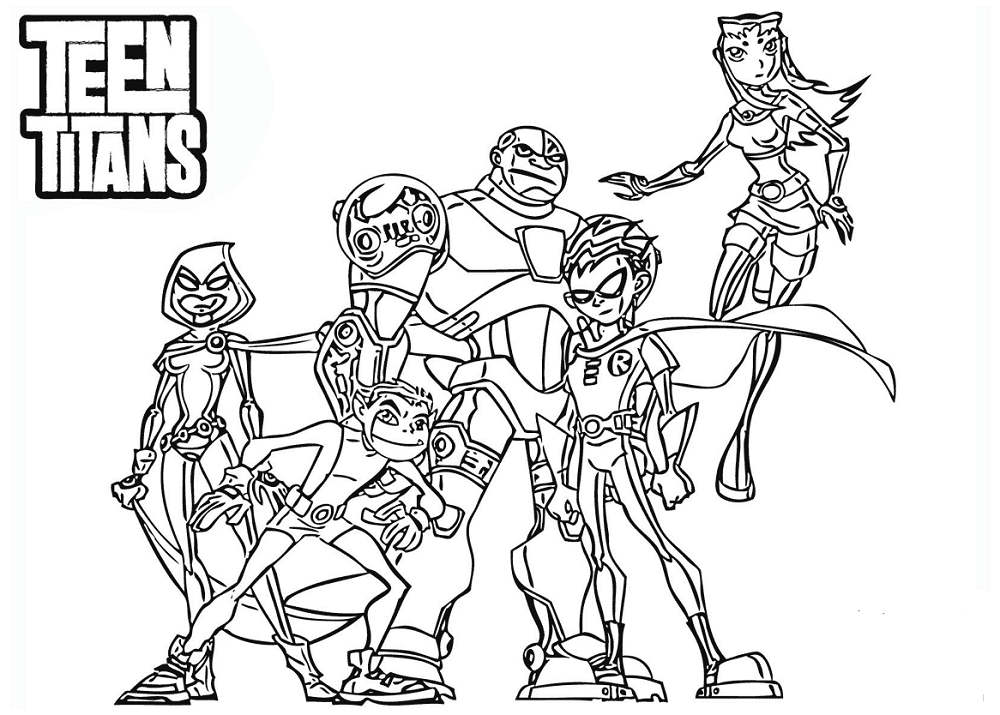 Free Teen Titans Characters Coloring Pages printable