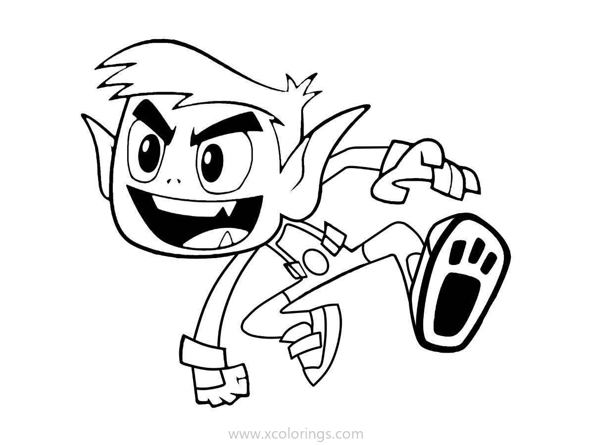 Free Teen Titans Go Coloring Pages Beast Boy Crawling Like Animal printable