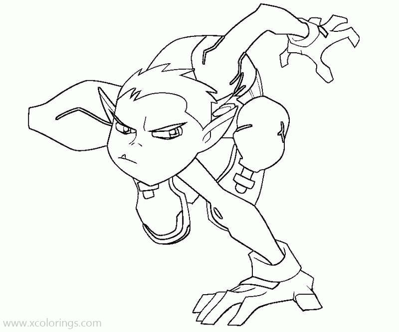 Free Teen Titans Go Coloring Pages Beast Boy Walking with Hands printable