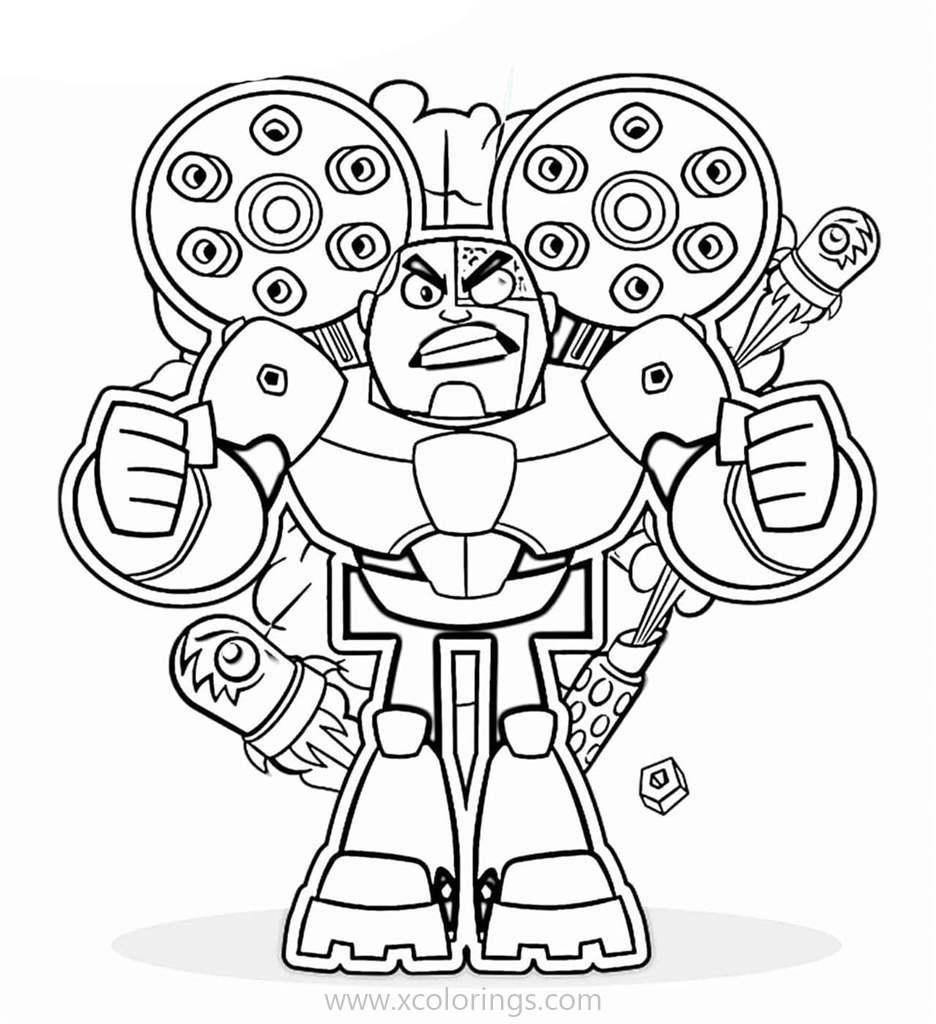Free Teen Titans Go Coloring Pages Cyborg printable