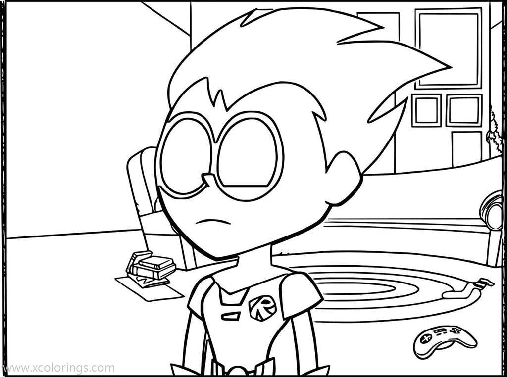 Free Teen Titans Go Coloring Pages Robin Closed Eyes printable