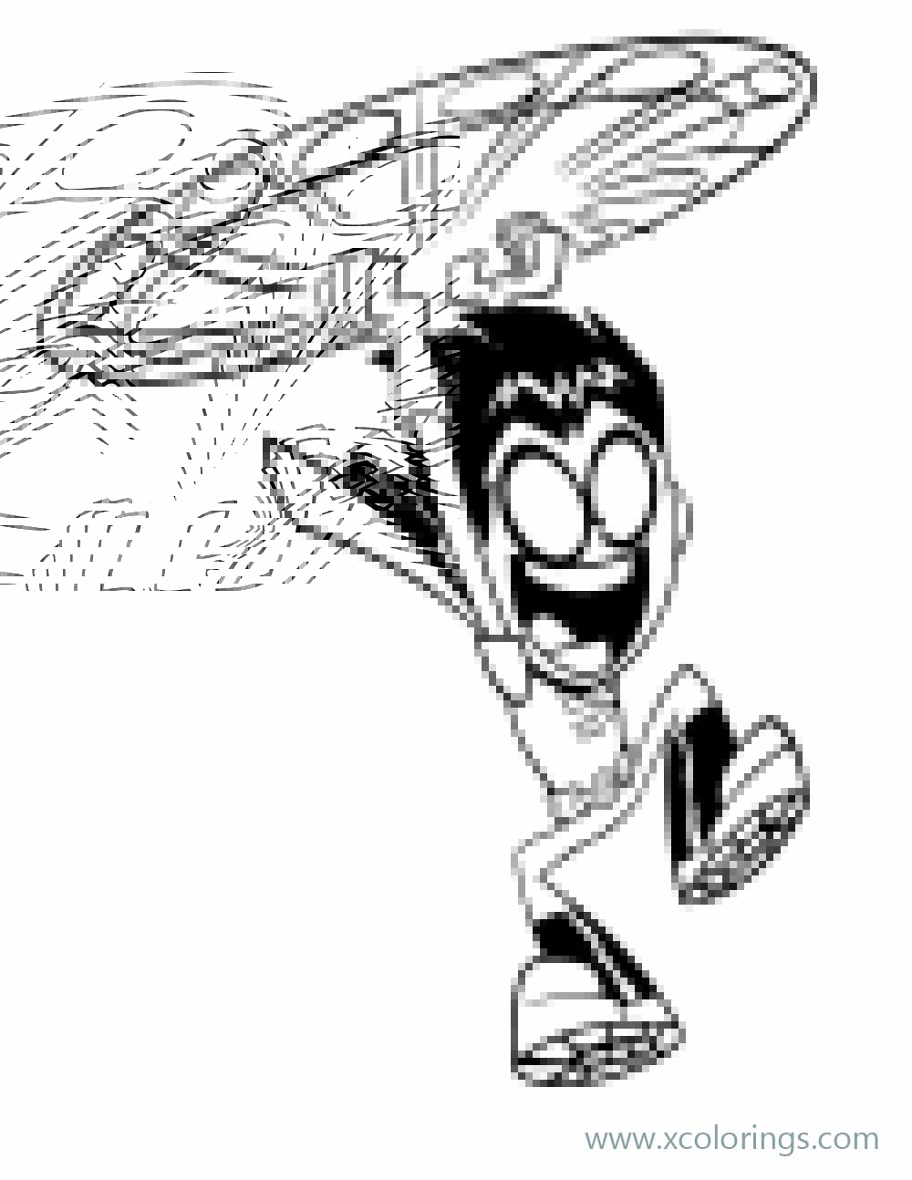 Free Teen Titans Go Coloring Pages Robin Playing A Ball printable