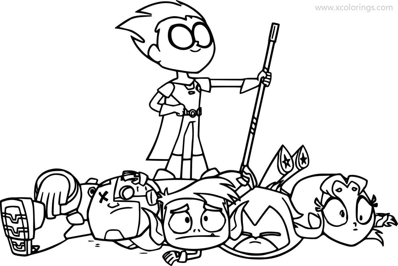 Free Teen Titans Go Coloring Pages Robin Wins the Fight printable