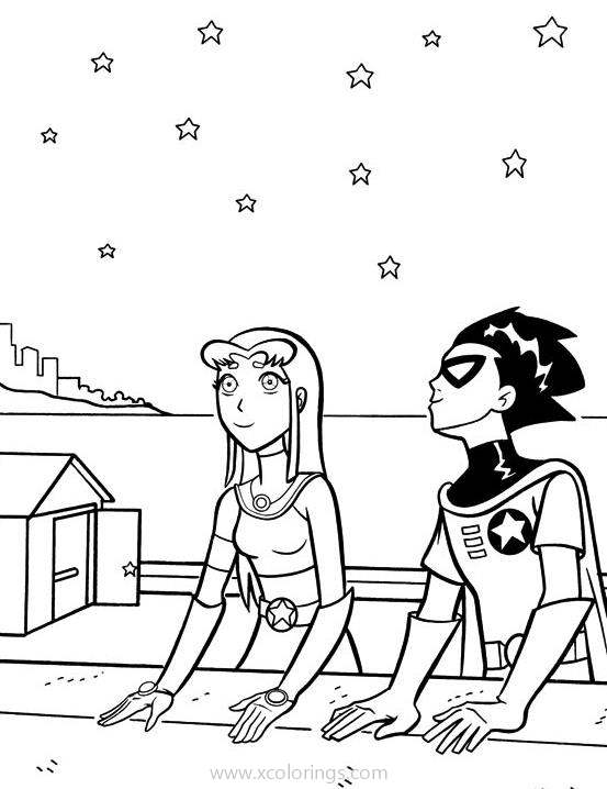 Free Teen Titans Go Coloring Pages Robin and Starfire printable