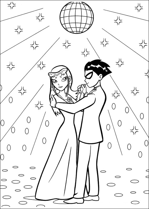 Free Teen Titans Go Coloring Pages Starfire Dancing with Robin printable
