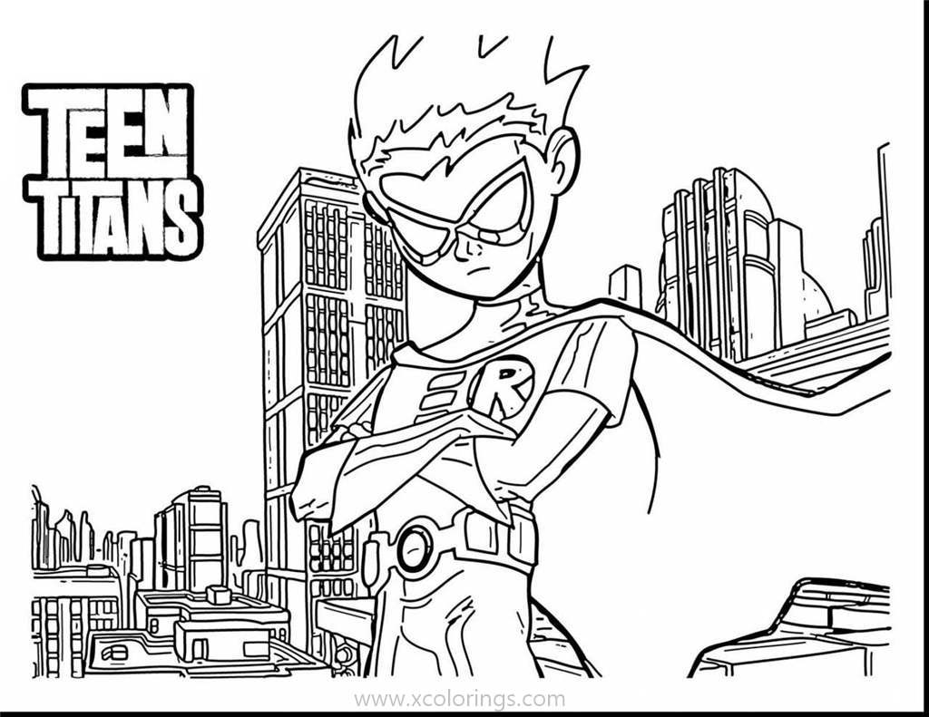 Free Teen Titans Go Coloring Pages Super Hero Robin printable
