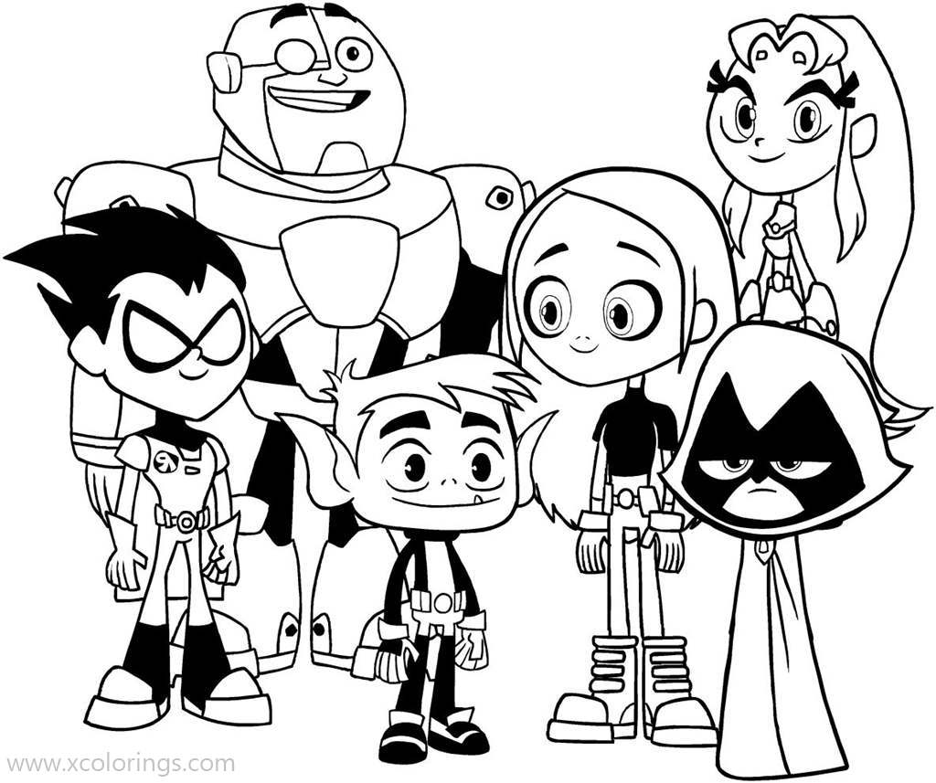 Free Teen Titans Go Coloring Pages Team Members printable