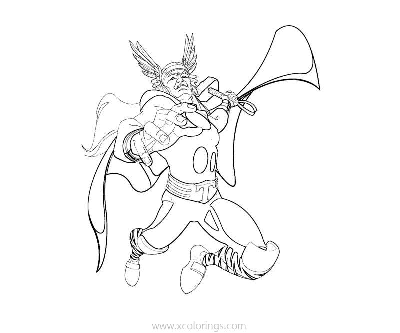 Free Thor Coloring Pages Jumping to Attack printable