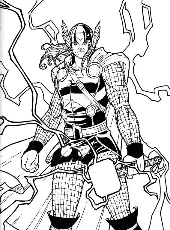Free Thor Coloring Pages The God of Thunder printable