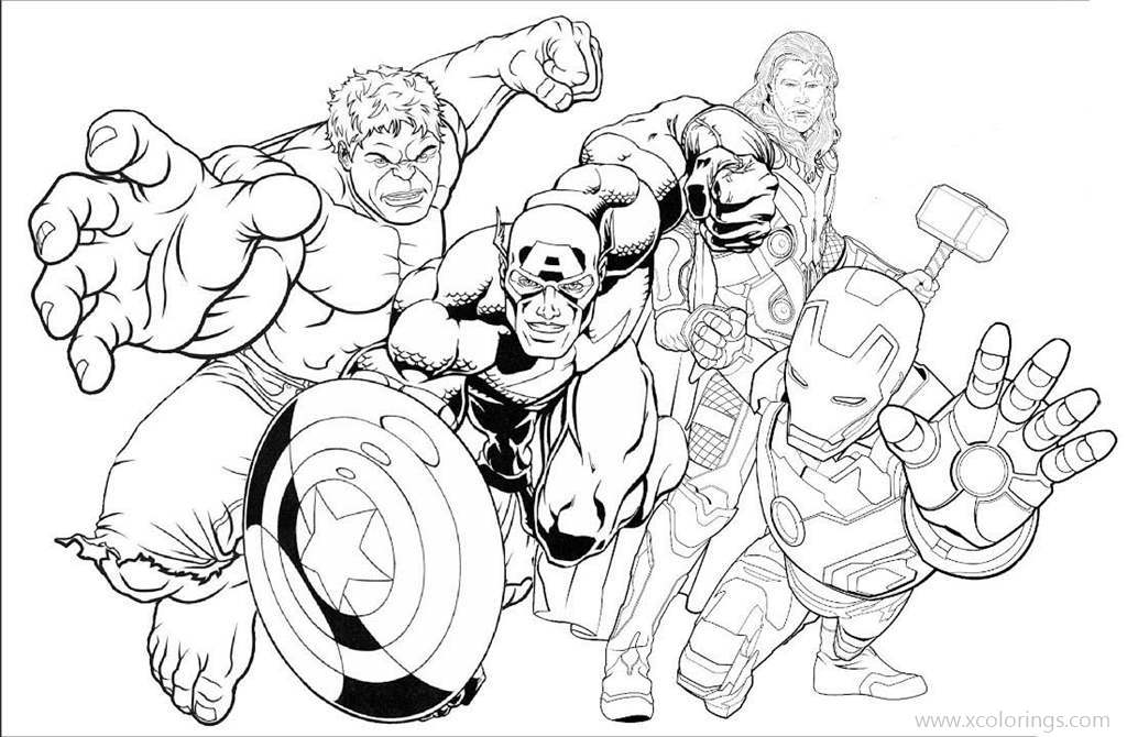 Free Thor Coloring Pages with Avengers printable