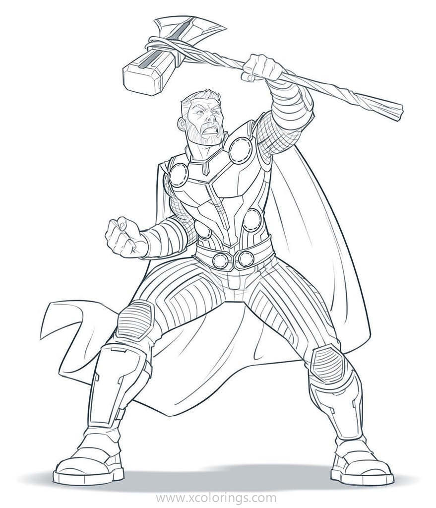 Free Thor Coloring Pages with Axe printable