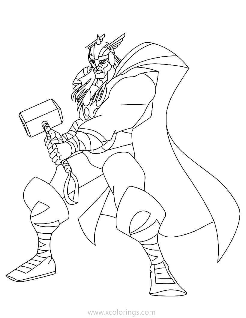 Free Thor Outline Coloring Pages printable