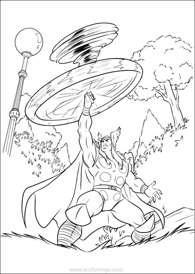 Free Thor Rolling His Hammer Coloring Pages printable