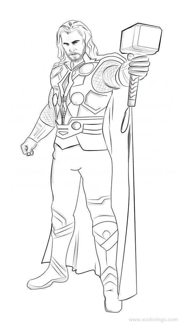 Free Thor Show His Hammer Coloring Pages printable