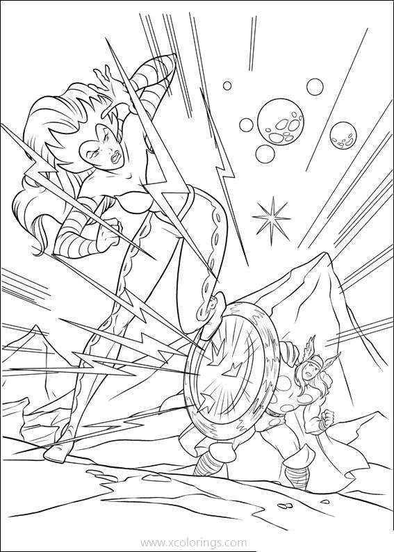 Free Thor VS Wonder Girl Coloring Pages printable