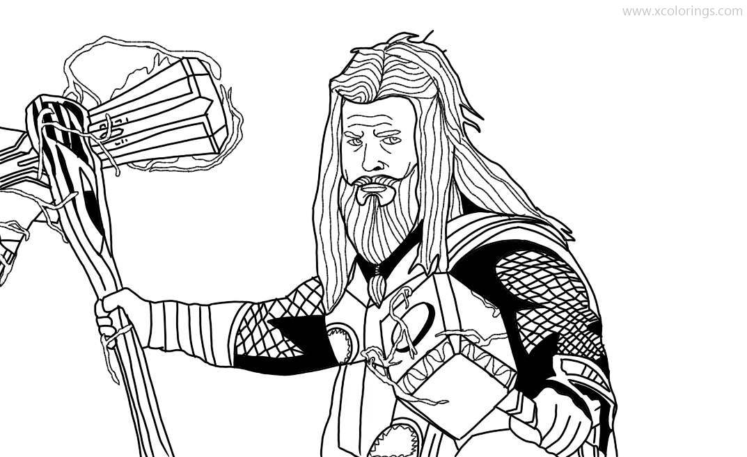 Free Thor from Avengers Endgame Coloring Pages printable