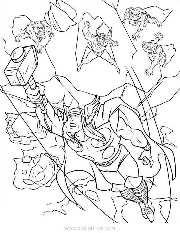 Free Thor is Fighting Coloring Pages printable