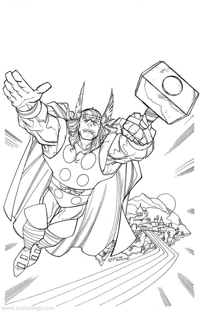 Free Thor is Flying Coloring Pages printable
