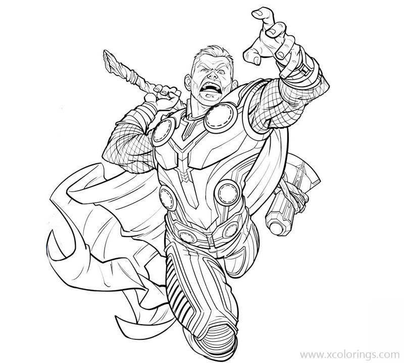 Free Thor is Jumping Coloring Pages printable