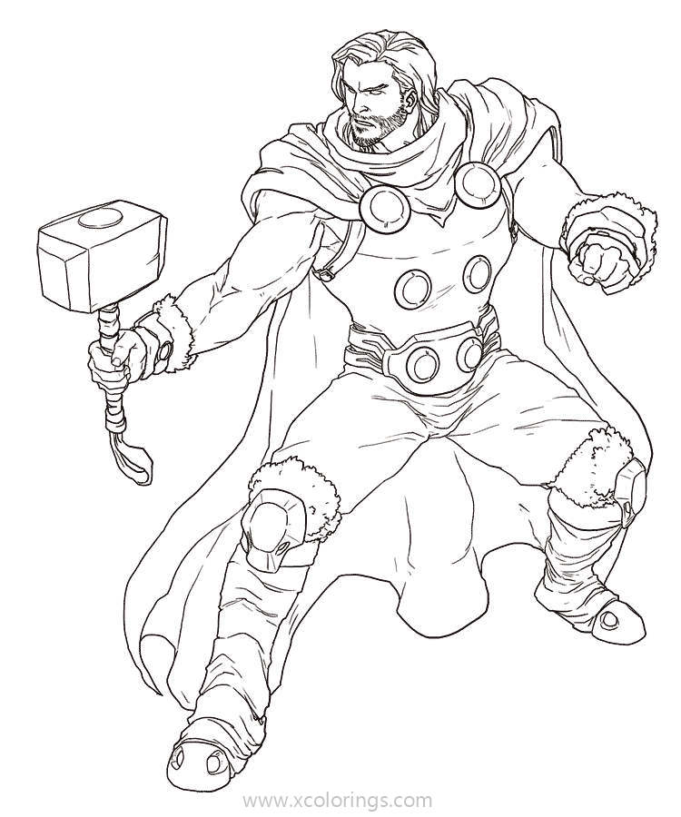 Free Thor with Armor Coloring Pages printable