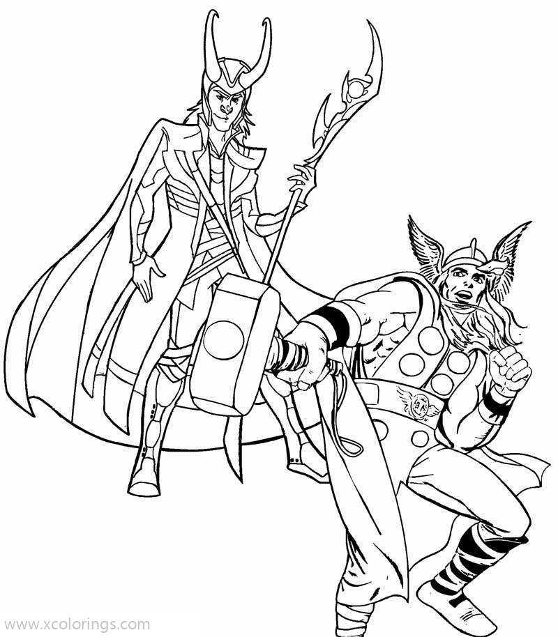 Free Thor with Brother Loki Coloring Pages printable