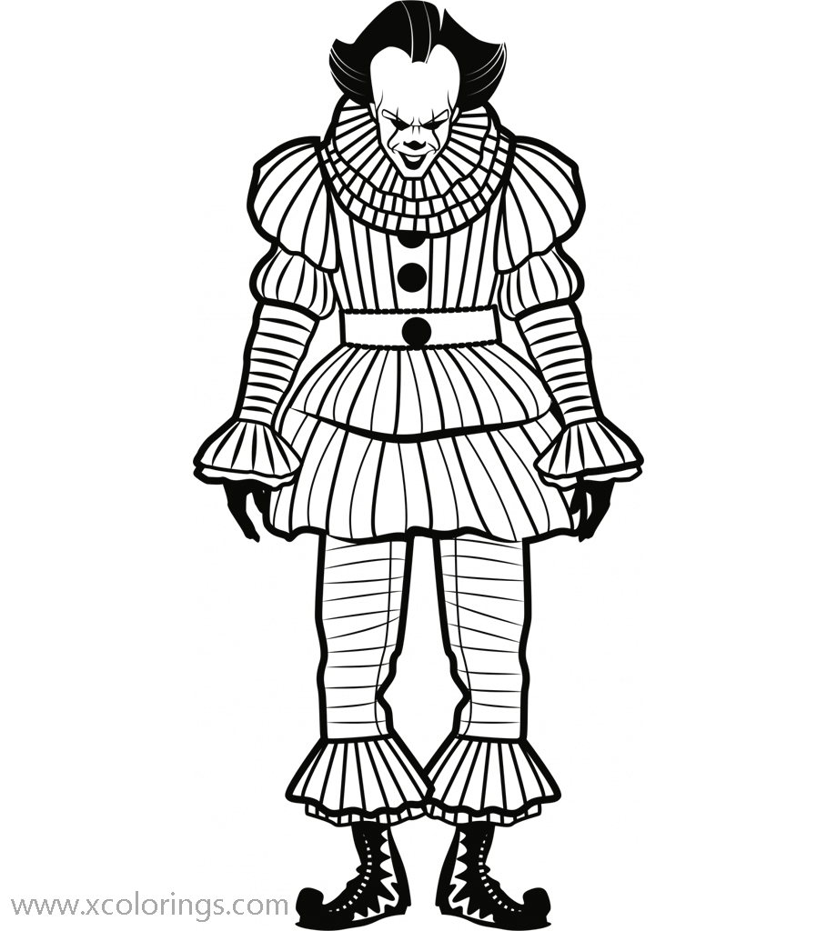 Free Transparent Pennywise Coloring Pages PNG printable