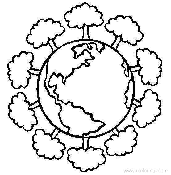 Free Trees Around the Earth Coloring Pages printable