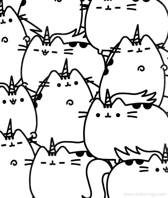 Unicorn Pusheen Cat Coloring Pages - XColorings.com