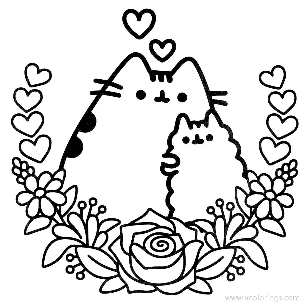 Free Valentines Day Pusheen Cat Coloring Pages printable