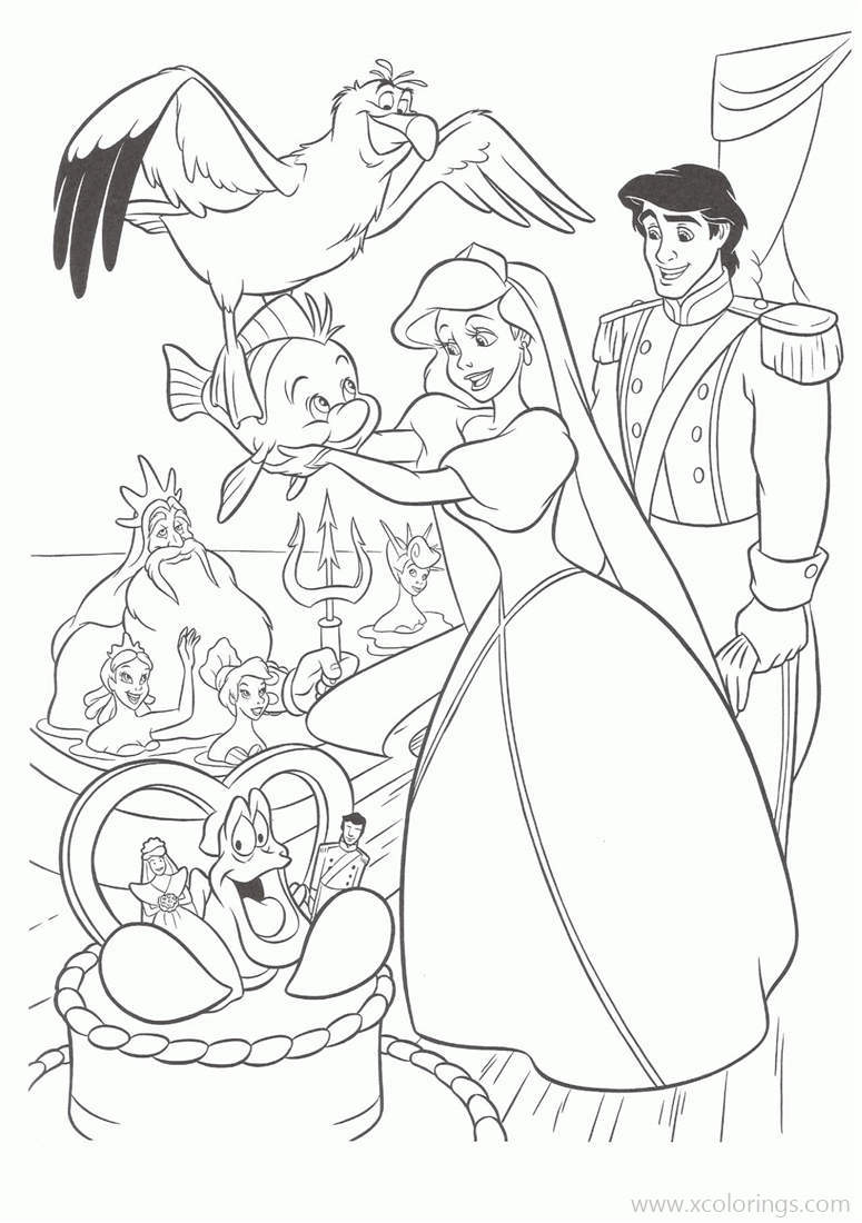 Free Wedding of Little Mermaid Coloring Pages printable