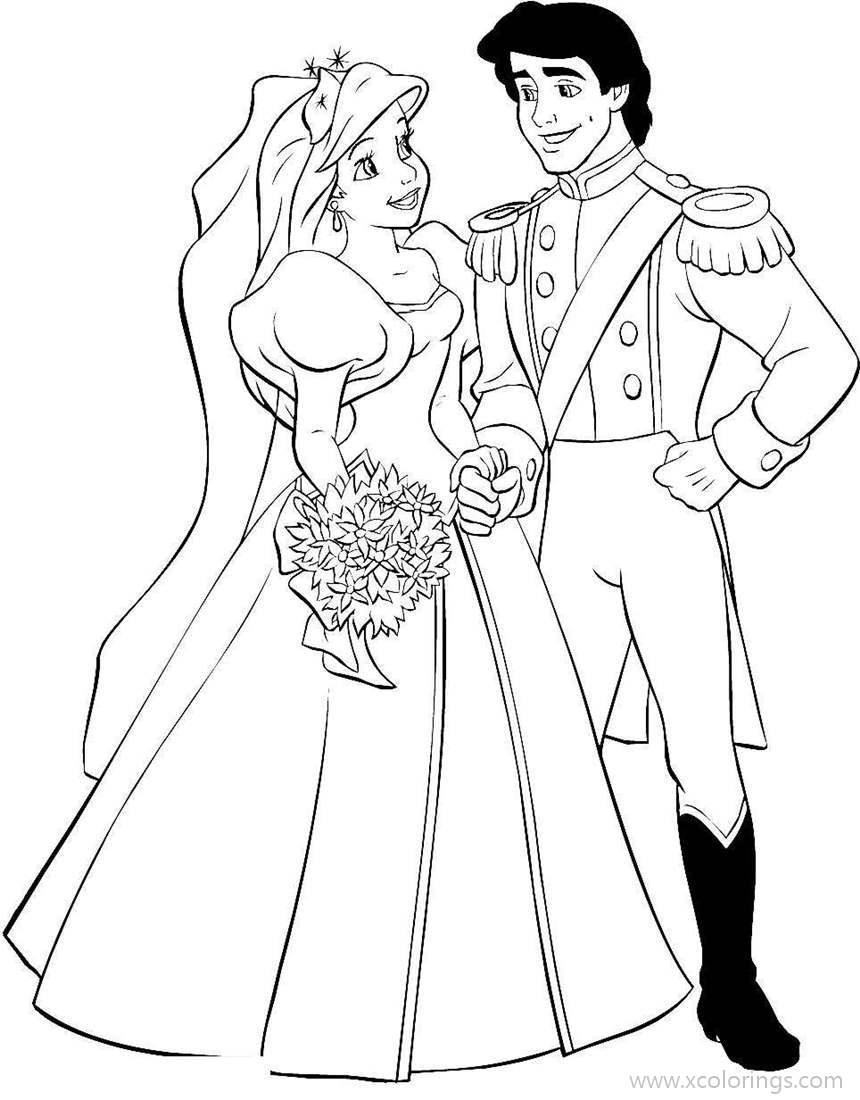 Free Wedding of Little Mermaid and Eric Coloring Pages printable