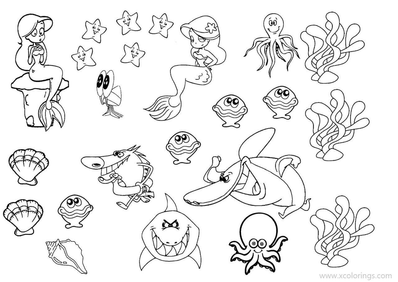 Zig And Sharko All Characters Coloring Pages - XColorings.com