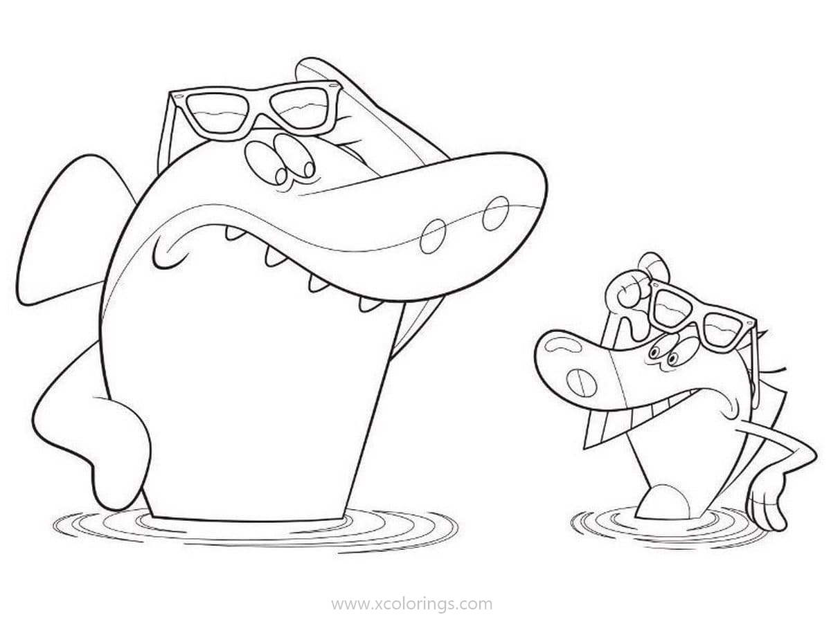 Free Zig And Sharko Coloring Pages In the Water printable