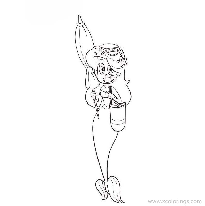 Free Zig And Sharko Coloring Pages Marina with Umbrella printable